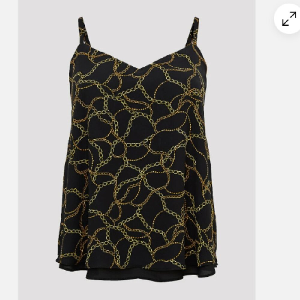 NWT TORRID Sophie camisole top 2x chain print black gold summer dressy glam chic